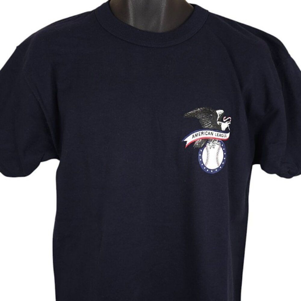 Vintage American League Baseball T Shirt Mens Size Large Blue 80s Made In USA